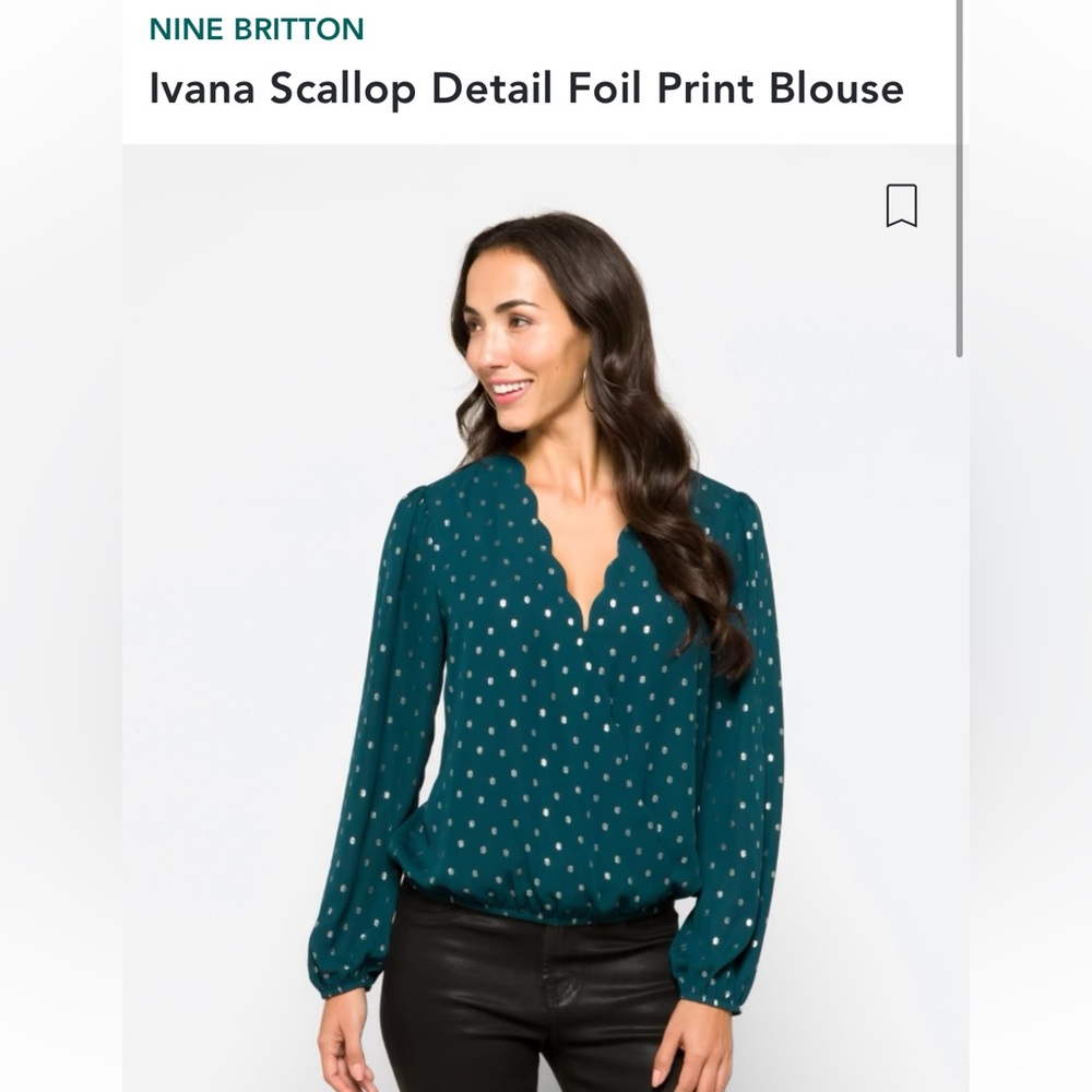 Nine Britton Ivana scallop detail foil print blouse XL